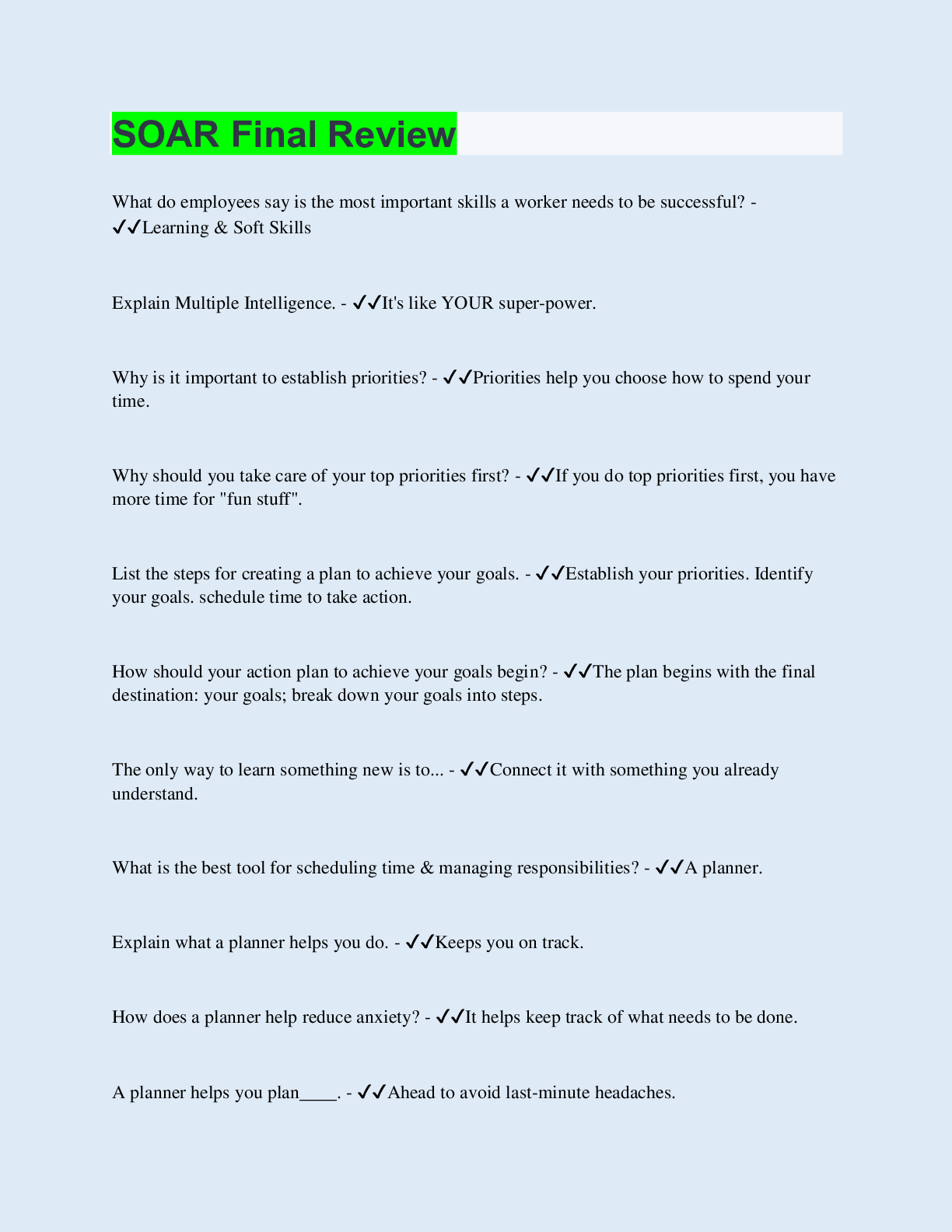 Preview image for SOAR Final Review | 40 Questions with 100% Correct Answers | Updated & Verified